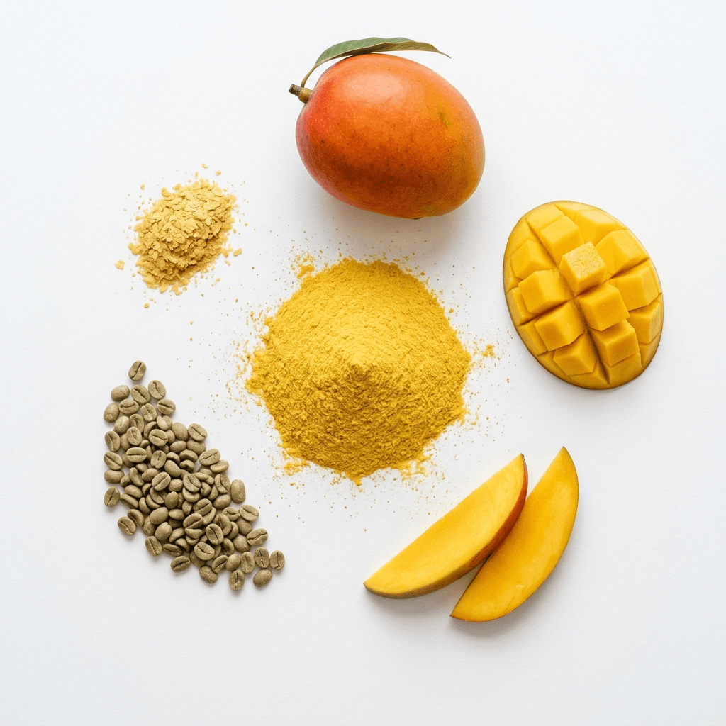 Energy color sources: mango, green coffee & B-yeast